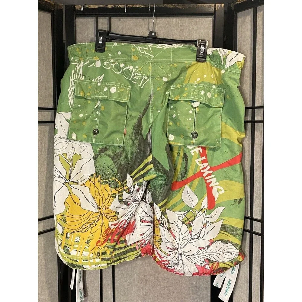 Flow Society Lacrosse shorts mens Size Large Vibrant Green Board Shorts